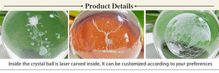 Customized 3D Laser Engraving Elk Crystal Ball for Souvenir